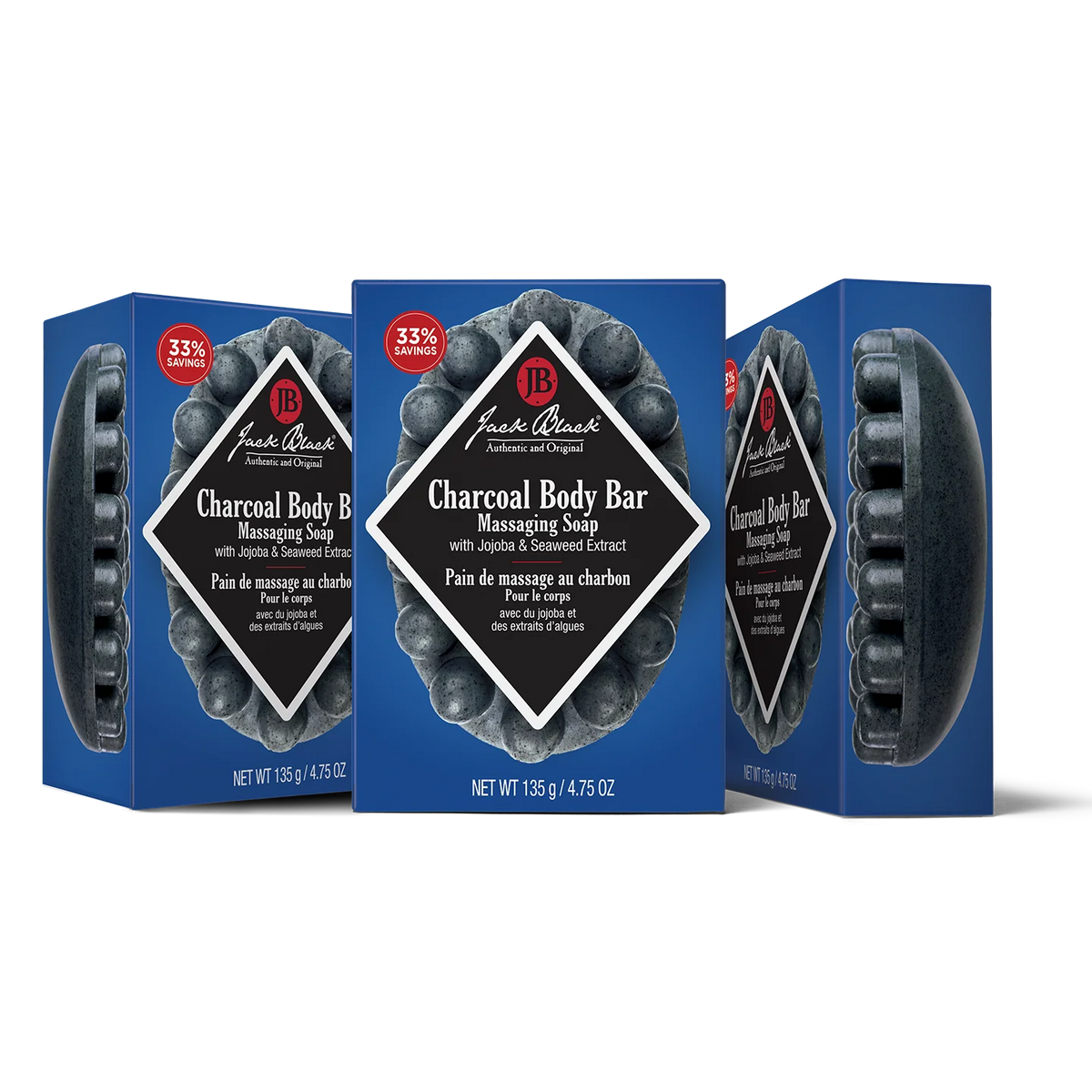 Charcoal Body Bar Massaging Soap Set